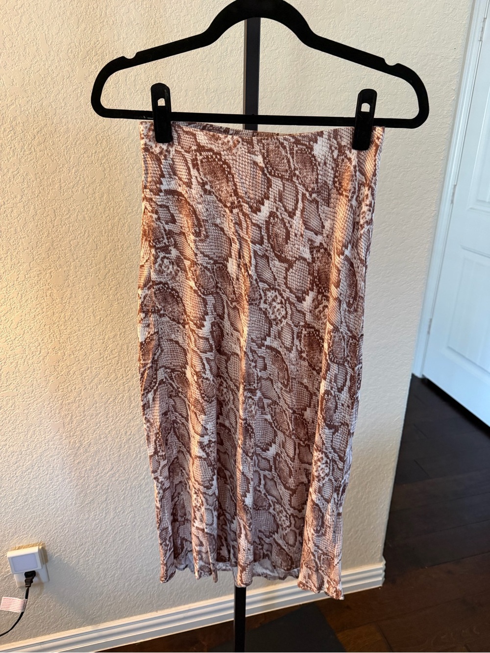 love, Fire Reddish Snake-Print Midi Skirt